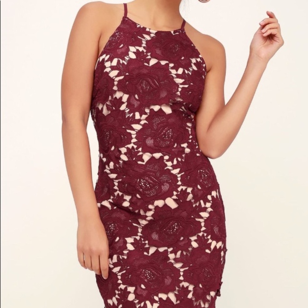 Lulu’s Navy Blue Lace Formal Dress
